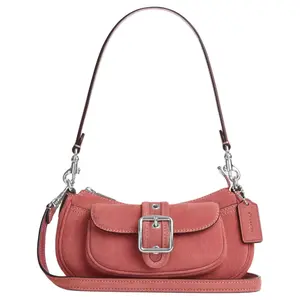 COACH Ashton 20 Mini Suede Tote Bag for Women with Metallic Hardware in Pink