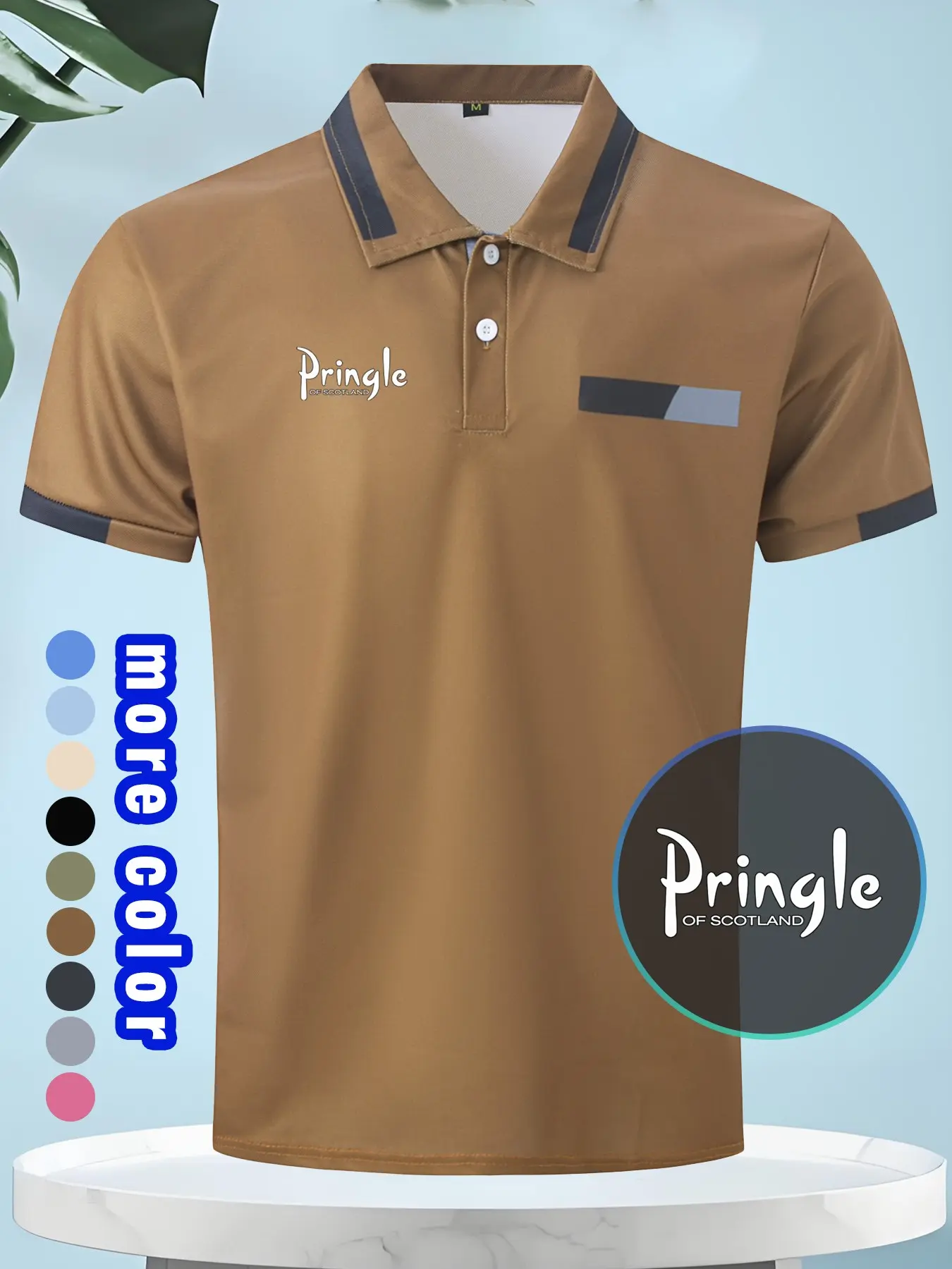 Men's T-Shirt, High-Quality Camping Vacation Wear, Polo Style, Pringle Print Design, Loose Fit, Comfortable, Ideal for Summer Outdoor Activities