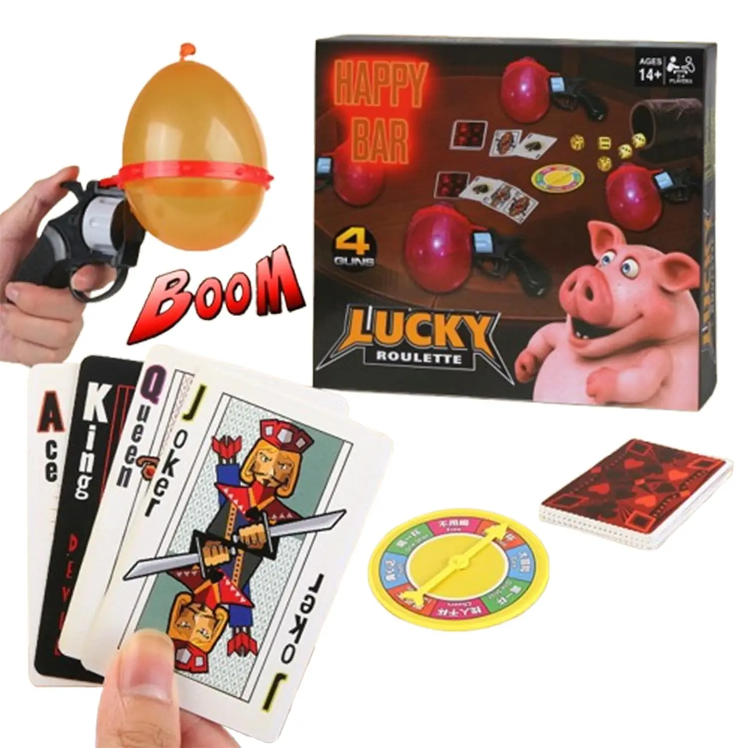Fun Roulette Gun Game, Adult Multiplayer Interactive Board Game Kit, Rotating Wheel and Poker Cards, Perfect for Parties and Events
