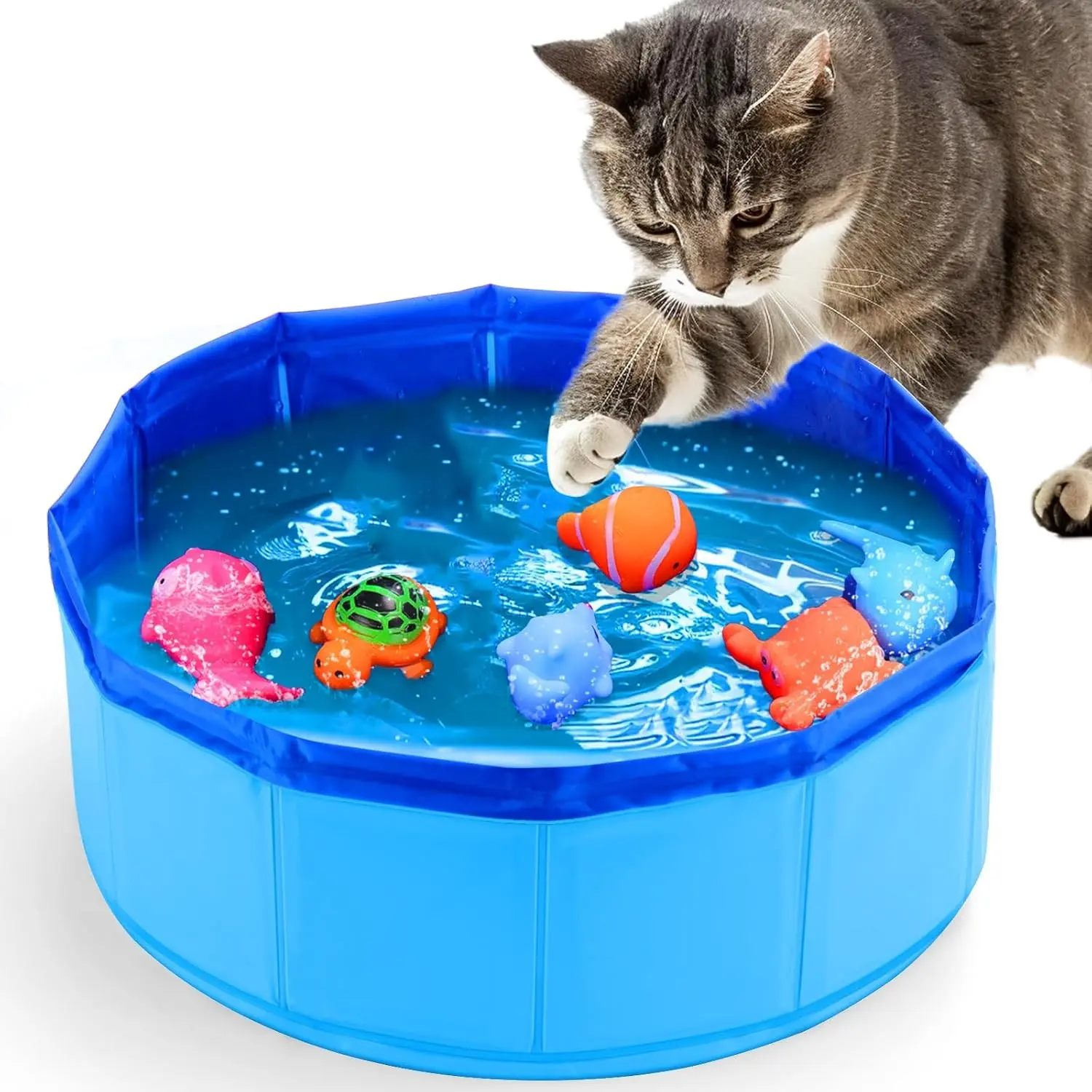 Cat Pool Toy with Fish-Water Cat Toys, Portable Cat Pool Toy, Cat Water Toys for Bored Indoor Cats, Interactive Cat Toys for Indoor Cats for Endless Self Play