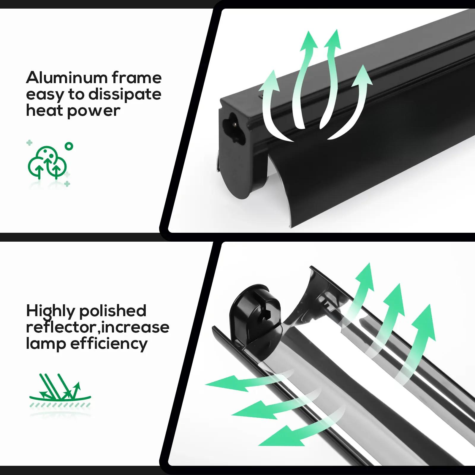 T5 Reptile Light Fixture Combo Kit 24W Light Fixture Reptile Terrarium Hood 10.0 UVB Light Bulb dimmable Fluorescent Tube Ideal for Tropical and Deserts Such as Bearded Dragon Lizards and Tortoises