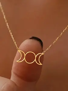 Boho Moon Star Trident Totem Necklace for Women, Minimalist Geometric Metal Amulet Pendant, Perfect Valentine's Day Gift
