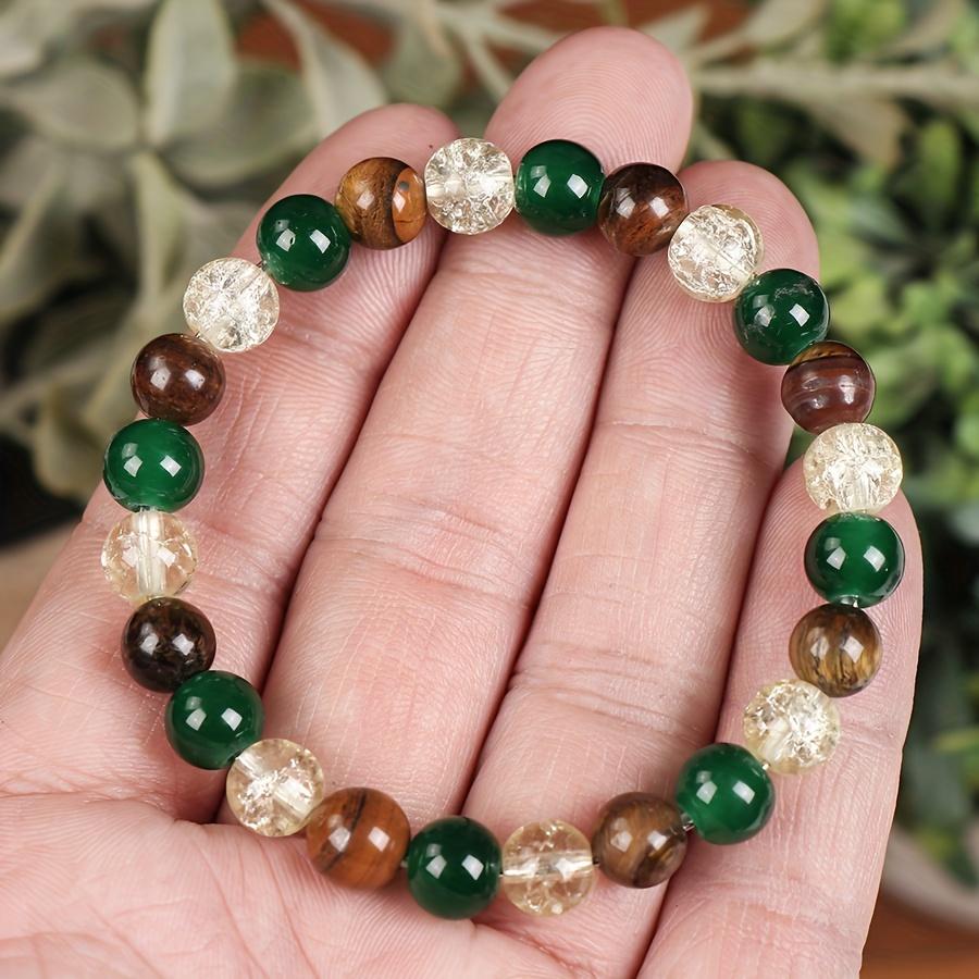 Prosperity and Abundance Bracelet - Relaxation, Enhance Success Natural Tiger Eye Stone Jewelry Gift men's whimsical dad chain men Gold Plated Hypoallergenic Stainless Steel Link Necklace Crucifix Personalized Photo Titanium daughter autumn rapper earring