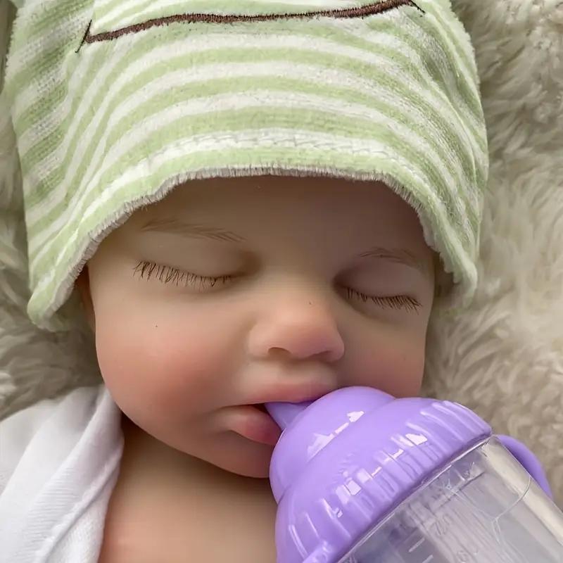 13 Inch Adorable Loulou Can Open Mouth Full Body Solid Silicone Reborn Doll With 3D Painted Skin Washable Soft Touch Feelings Newborn Doll Toys For Festival Gift