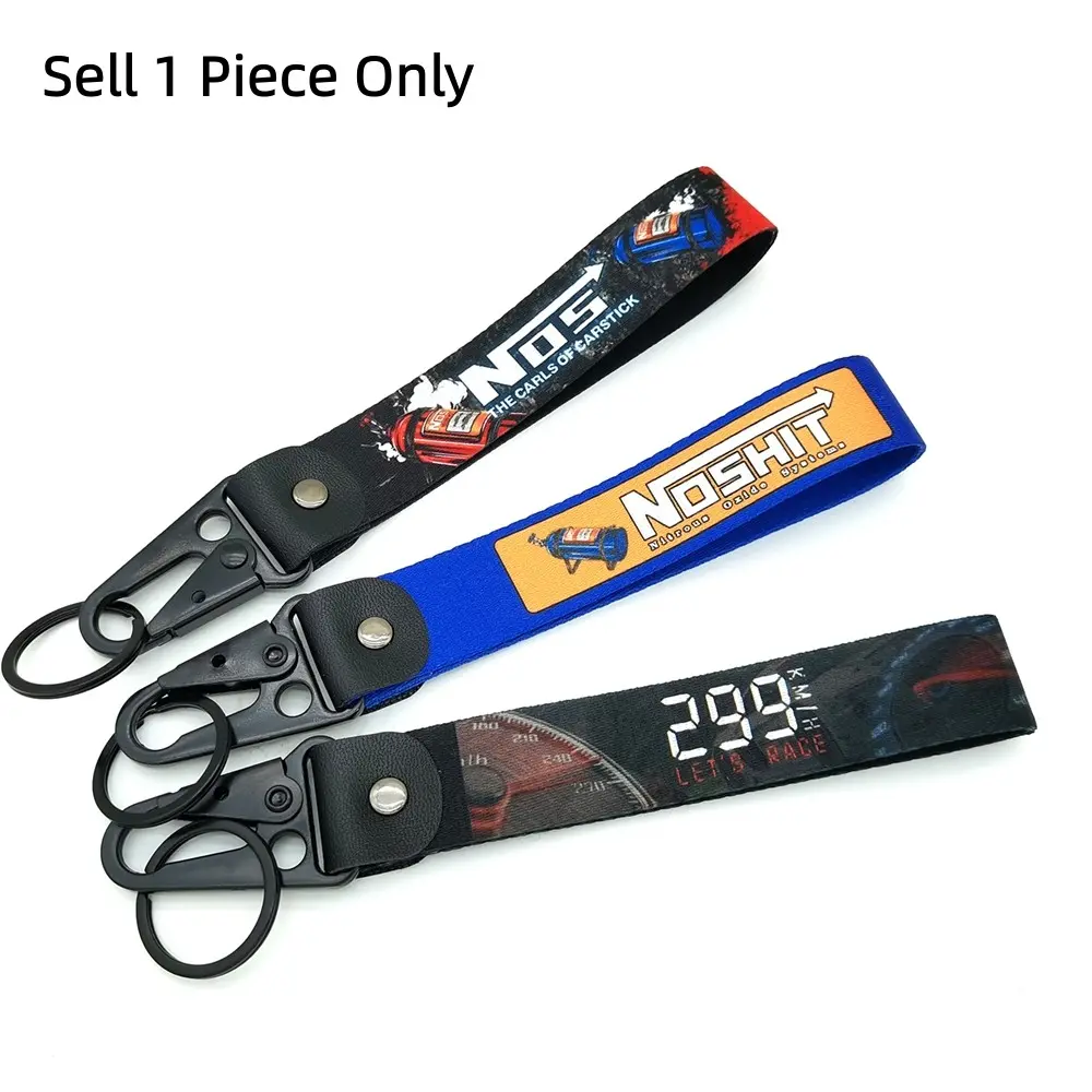 1PC JDM Racing NOS Key Lanyard, 299KM/H Speedometer Short Key Strap with Eagle Beak Clasp, Car Motorcycle Drift Modification Accessories Keychain