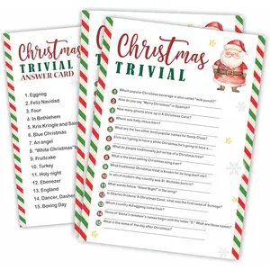 30 Pack Christmas Party  Cards - Christmas Trivial - Cute Santa Design Fun Xmas  Activity for Office Groups,  Events Xmas Party Decorations (5" x 7",with  Answer Cards) - A05