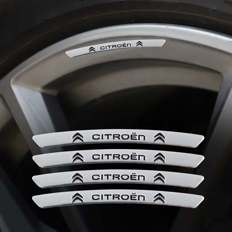 4Pcs Aluminum Logo Car Wheel Rim Hub Sticker Car Decoration For Citroen C5X e-C4 X e-C3 C4 C3 C5 Berlingo C-Elysee C-Crosser C1 C6 C2