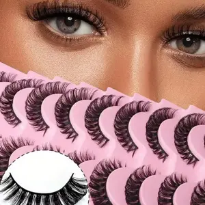 New 7 Pairs Short 3D Mink False Eyelashes, Russian DD Curl, Handmade, Natural Voluminous Dense, Full Strip False Lashes, Makeup Wholesale