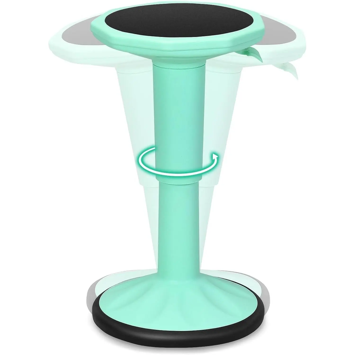 Wobble Stool, Height Adjustable 16.5-24" Flexible Seating (Green) | Wobble Chair with 360° Rocking, Non-Slip Base, Convenient Handle, No Assembly, Active Seating for Classroom, Home, Office