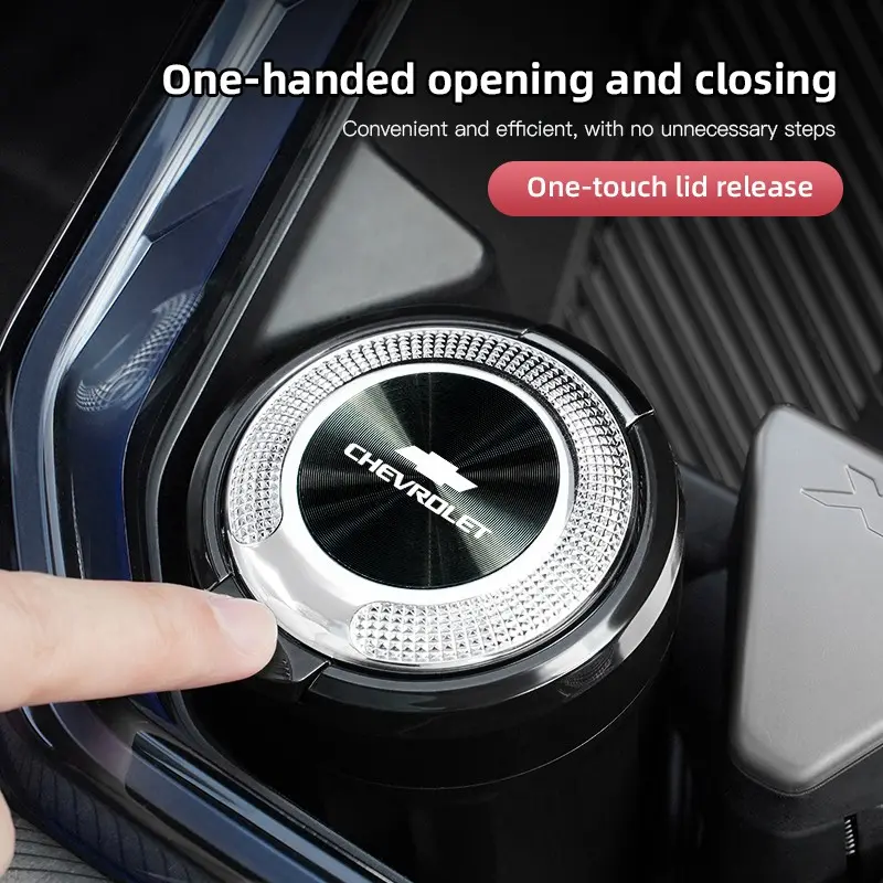 Car Ashtray LED Light Ceramics Inner Liner Ash Tray For Chevrolet Corvette Montana TrailBlazer Silverado Traverse Camaro Suburban Equinox Bolt Cruze Malibu Colorado Trax SS Spark Captiva Onix Spin Impala Cobalt
