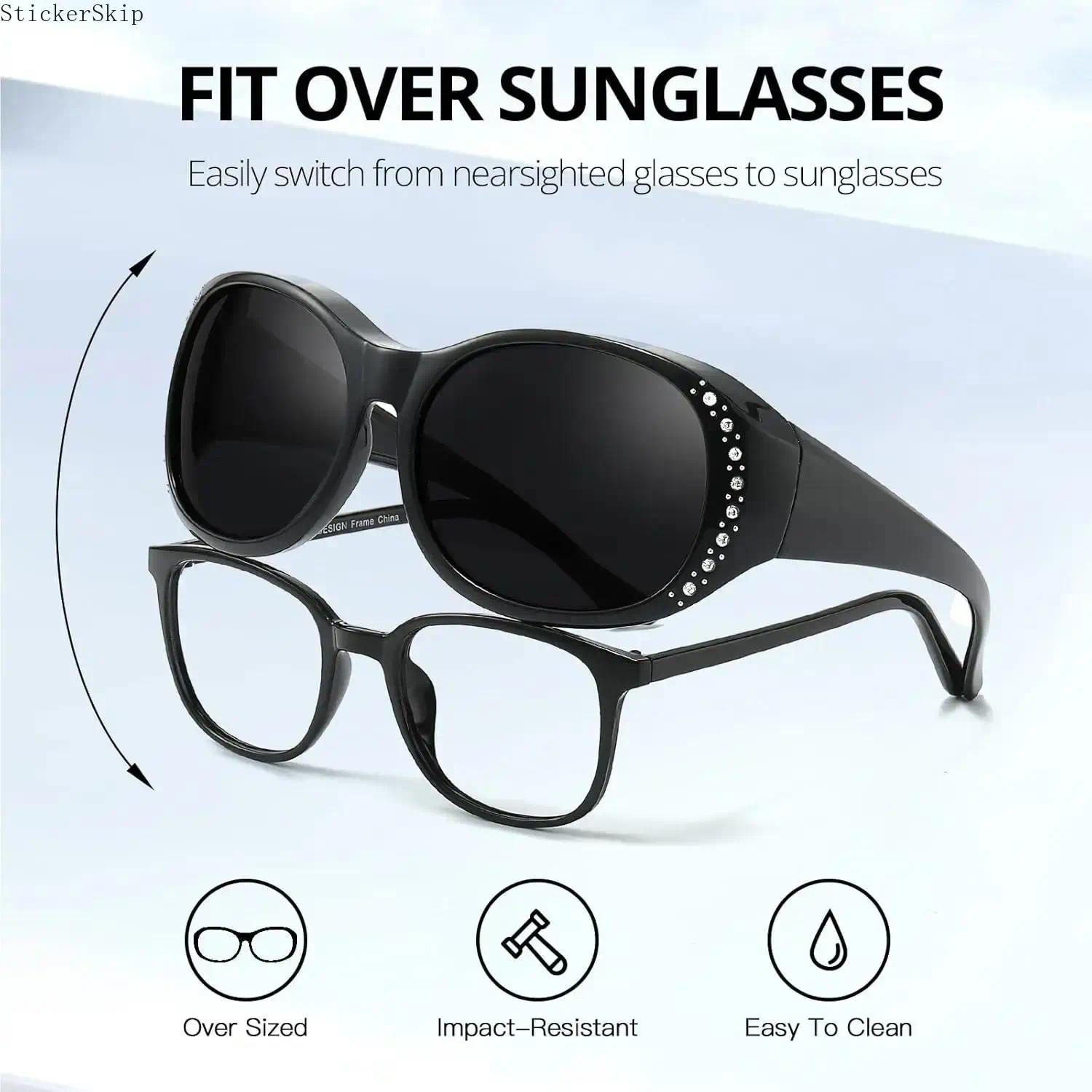 2026 Trendy Fit Over Sunglasses – Polarized UV400 Anti-Glare Oversized Shades with Shiny Frame for Men & Women, Wear Over Prescription Glasses, Lightweight Comfortable for Driving, Outdoor & Daily Use