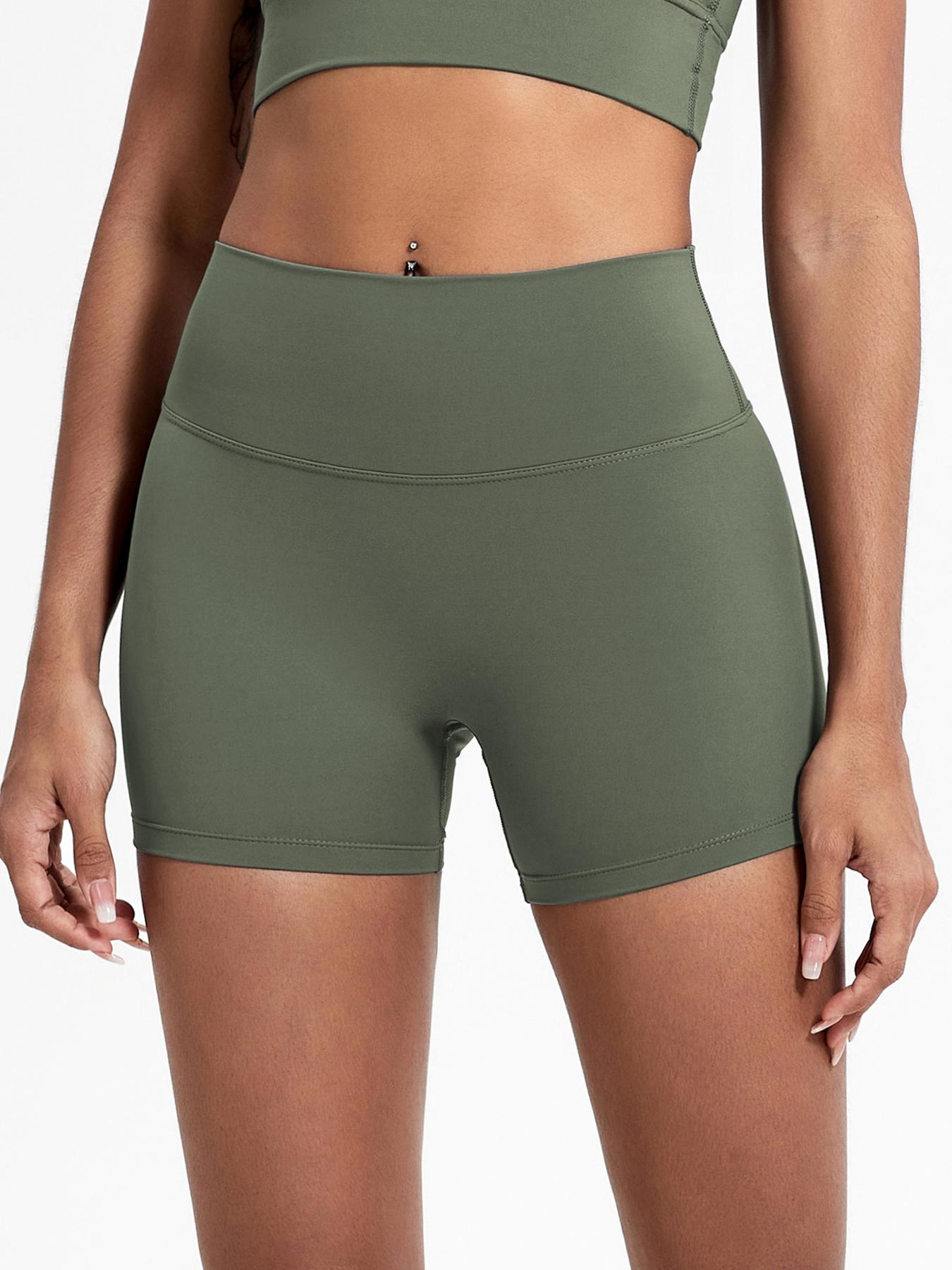 Women's Solid High Waist Sports Shorts, Gym Shorts, Running Workout Shorts, High Stretch Yoga Bottoms, Ladies Sportswear for Indoor Outdoor Wear