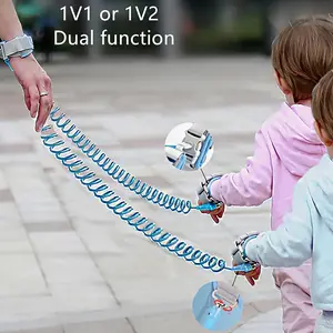 Kids' Lockable Anti-Lost Wristband Leash – 2M Spring Rope with Rotating Head, Secure Lock Connection, Safe & Sporty Protective Gear for Outdoor Travel & Sports