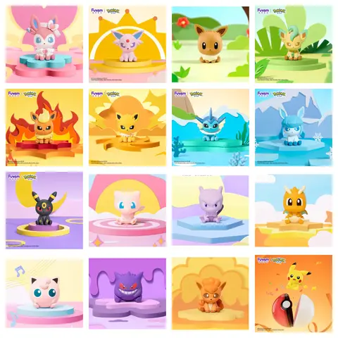 Funism Palmsize Wonders Vol.1-3 Eevee Evolution Confirmed Blind Box Collectibles - Sealed Figurine Gift with Pikachu, Gengar, Mew, Psyduck, Charmander, Squirtle, Dragonite, Mewtwo Blindbags, Random Surprise Set for Gifting, Toy Unboxing Unique Experience