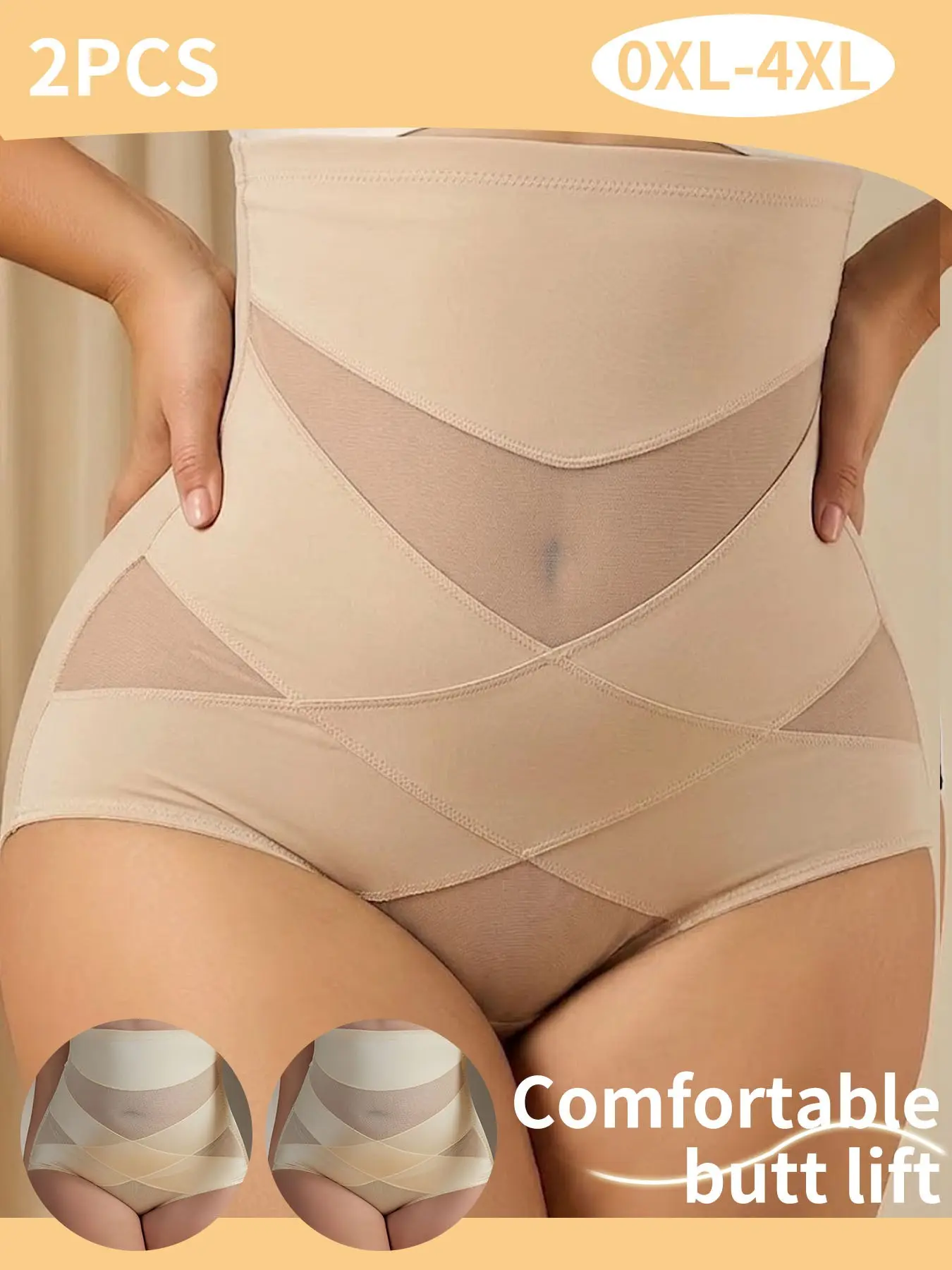 Women's High-Waisted Shapewear Panties, Underwear, Breathable Mesh, Invisible Seamless, Triangle Lingerie, All Seasons Fashion Faja, Cooling Seamless Faja