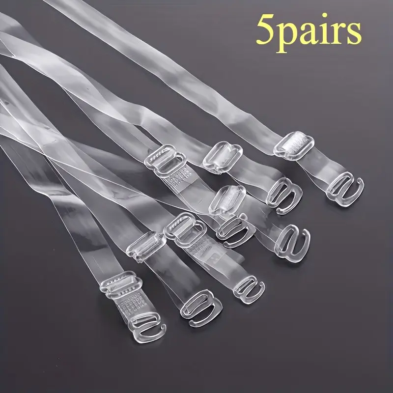 5 Pairs Transparent Clear Bra Straps, Invisible Non-Slip Adjustable Strapless Bra Straps, Comfortable and Secure Fit for Everyday Wear
