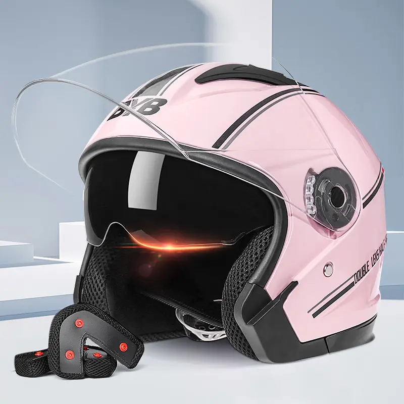 Unisex Dual-Lens Fog-Free Motorcycle Helmet - Lightweight, Adjustable, Breathable All-Seasons 360 All-Round Protection Helmet Visors for Motorbike Riding, Electric Scooter Commuting