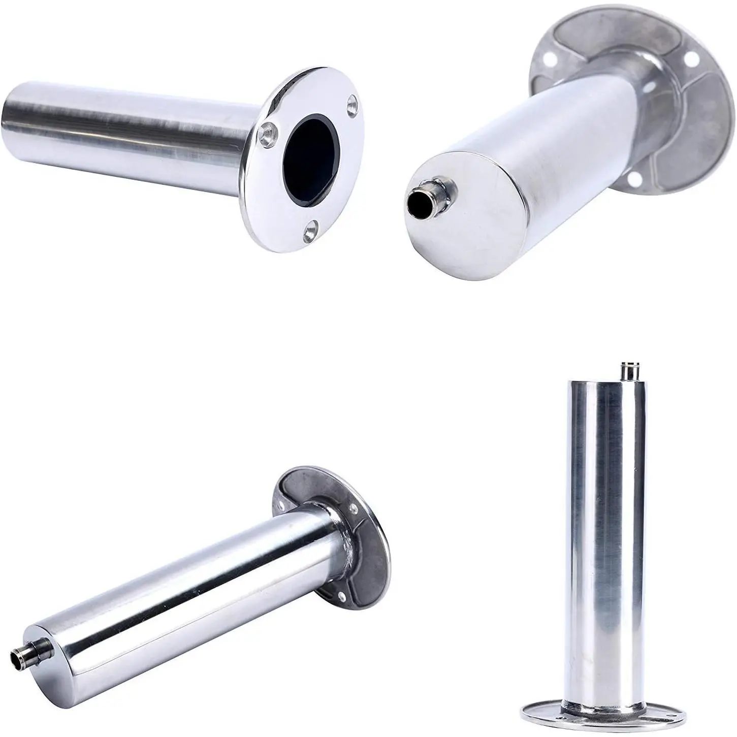 4-Pack Heavy 316 Duty Stainless Steel Rod Holders with Drain, Flush Mount Fishing Rod Pole Holders (90 )