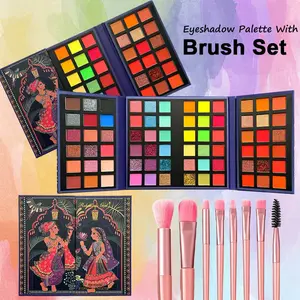 Rebellious Girl 72 Color Eyeshadow Palette with 8 Brushes, Matte, Shimmer, Glitter, Perfect for Daily, Party, Holiday Makeup