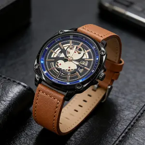 Men's Casual Strap Quartz Watch - Hollow Text, Personalized Temperament Fashion Wristwatch