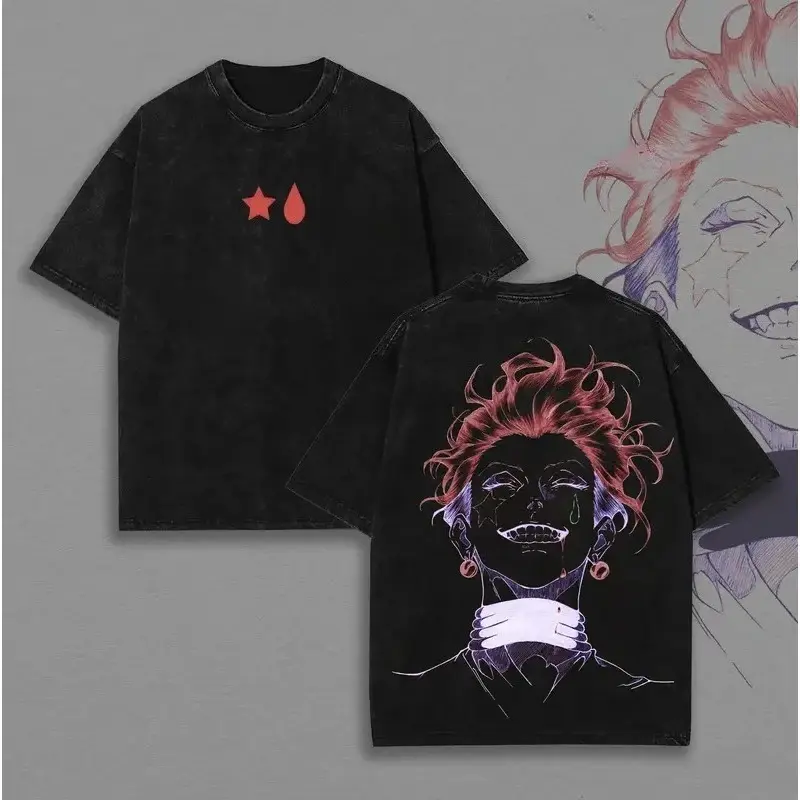 Hisoka Print T-shirt Anime Hunter * Hunter Clothing Men Women Cotton Tshirts Retro Washed T Shirt Harajuku Casual Loose Tops