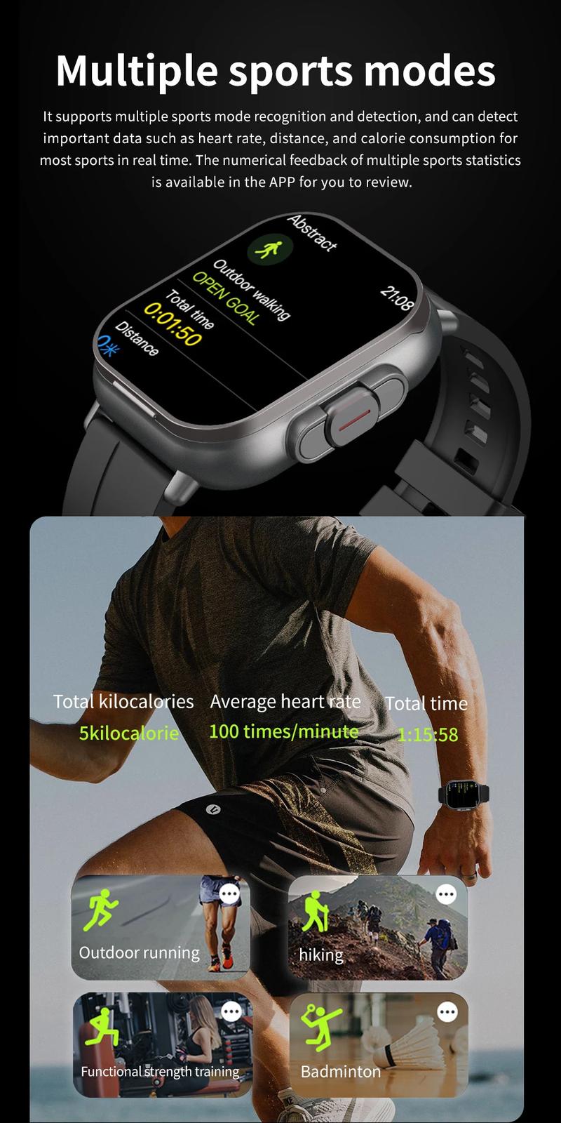Smart Watch with Earbuds, 2.01" HD Screen Fitness Watch, 2 in 1 Smartwatch with 100+ Sport Fitness Tracker, Sleep/Heart Rate/Blood Pressure Monitor Pedometer for iOS & Androd,Black