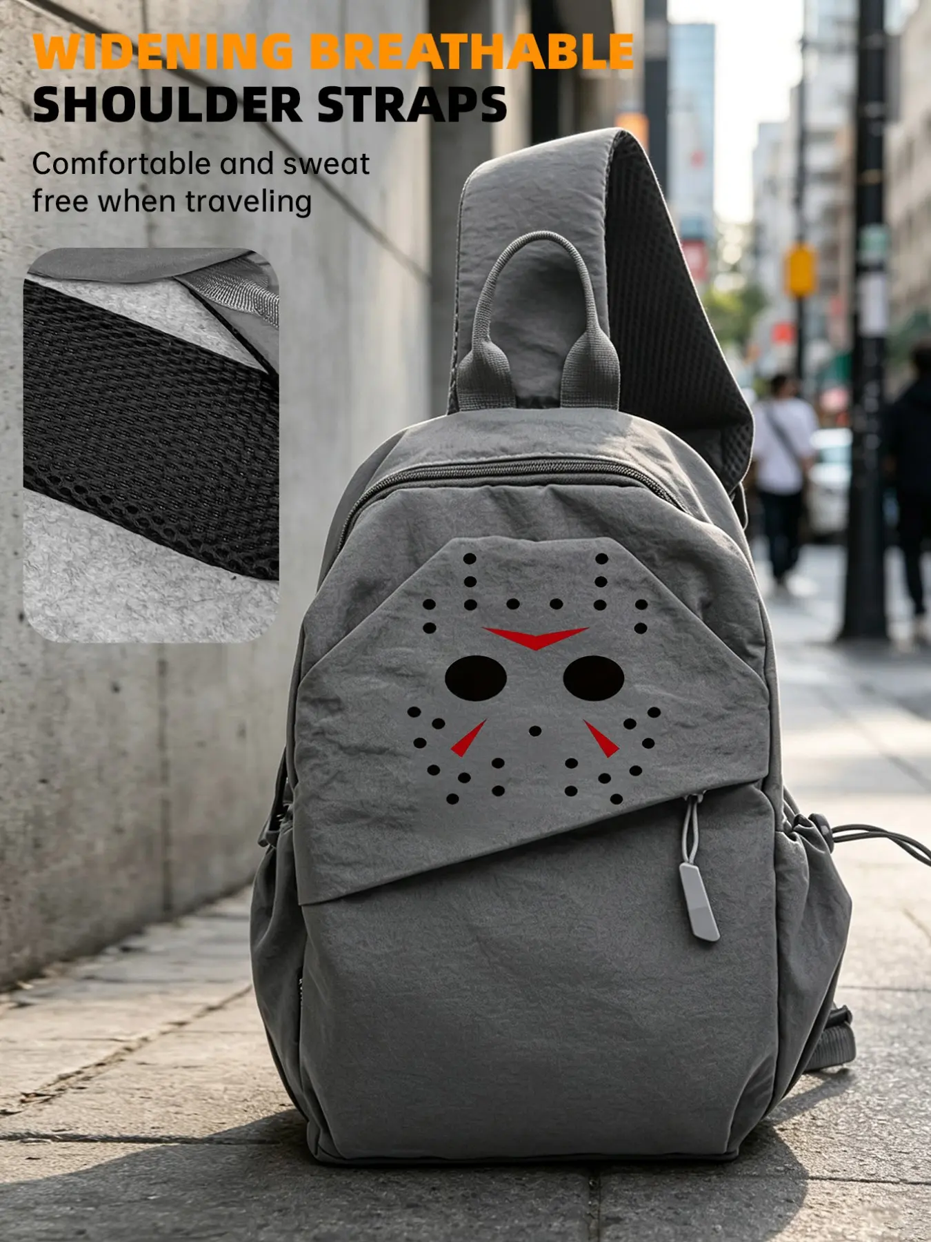 Halloween Ghost Pattern Crossbody Backpack, Messenger Bag for Daily Commute and Leisure, Portable Storage for Travel and Hiking