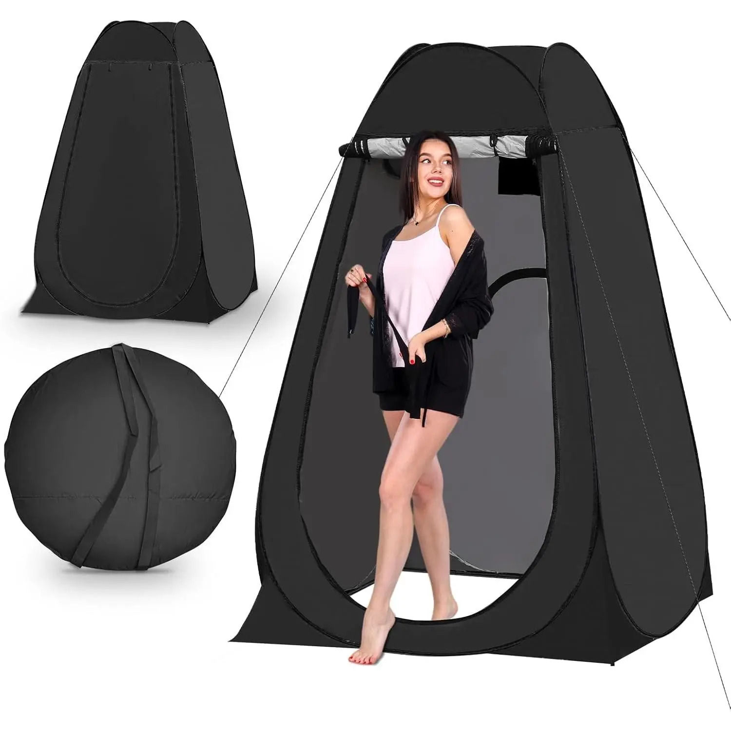 Portable Pop Up Privacy Tent, Outdoor Camping Bathroom Toilet Shower Tent Spacious Dressing Changing Room for Hiking Beach Picnic Fishing, Instant Rain Shelter with Carrying Bag