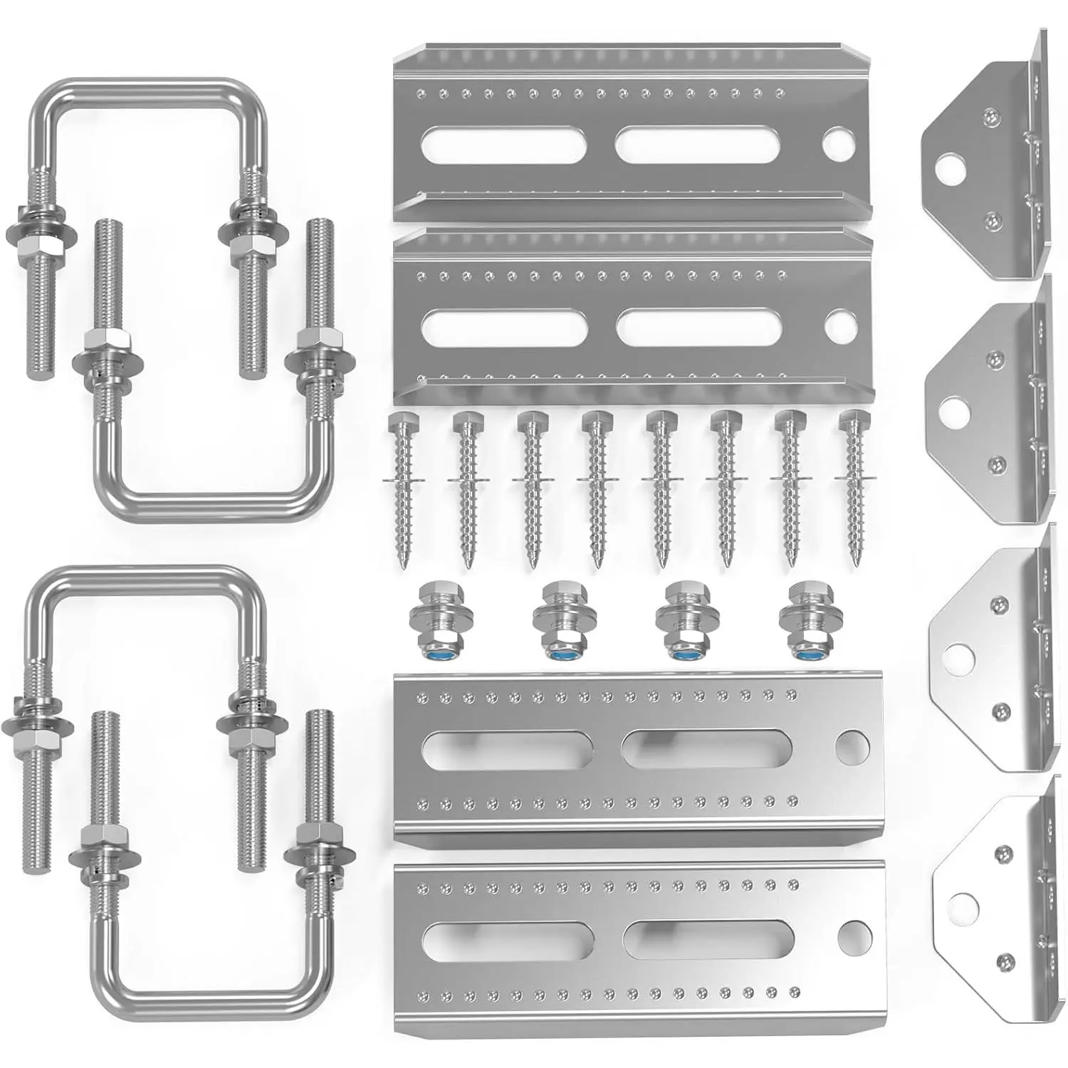 4 PCS 8" Galvanized Swivel Top Bunk Bracket Kit for 3" x 1.5", 3" x 2" and 3" x 3" Boat Trailer Crossmember with Square U-Bolts