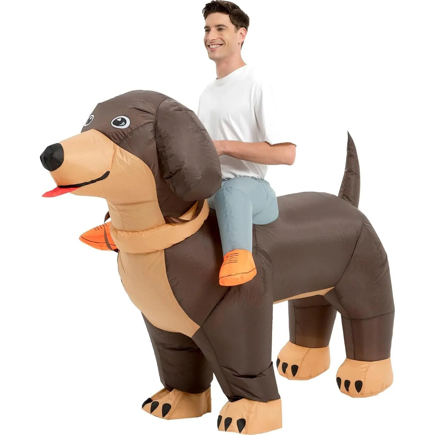 Adult Inflatable Dachshund Dog Costume - Blow Up Halloween Fancy Dress Suit for Men Women(Gift)