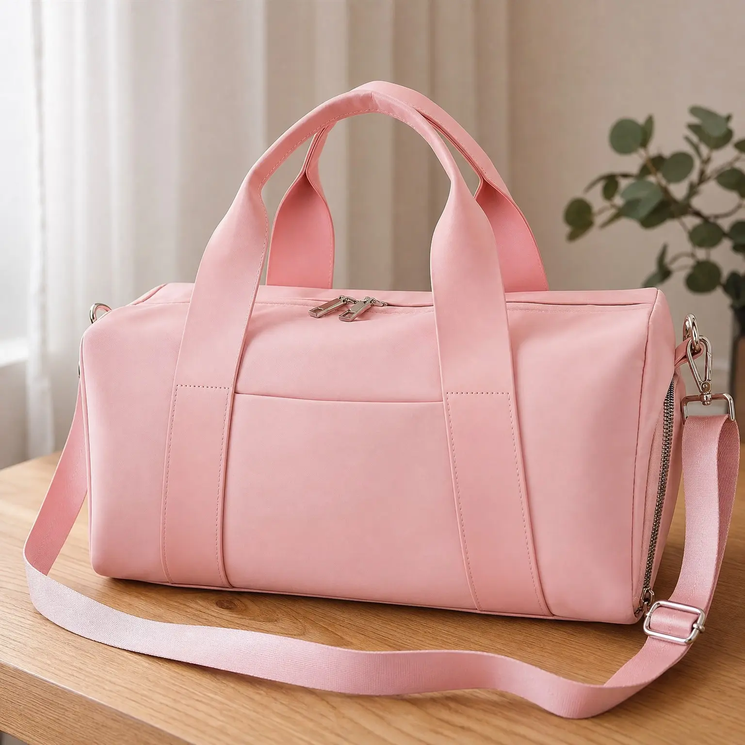 16 Inch Gym Bag for Women with Shoe Compartment and Waterproof Pocket, Personal Item Travel Workout Duffel for Running, Gymnastics, Swimming - PinkGift