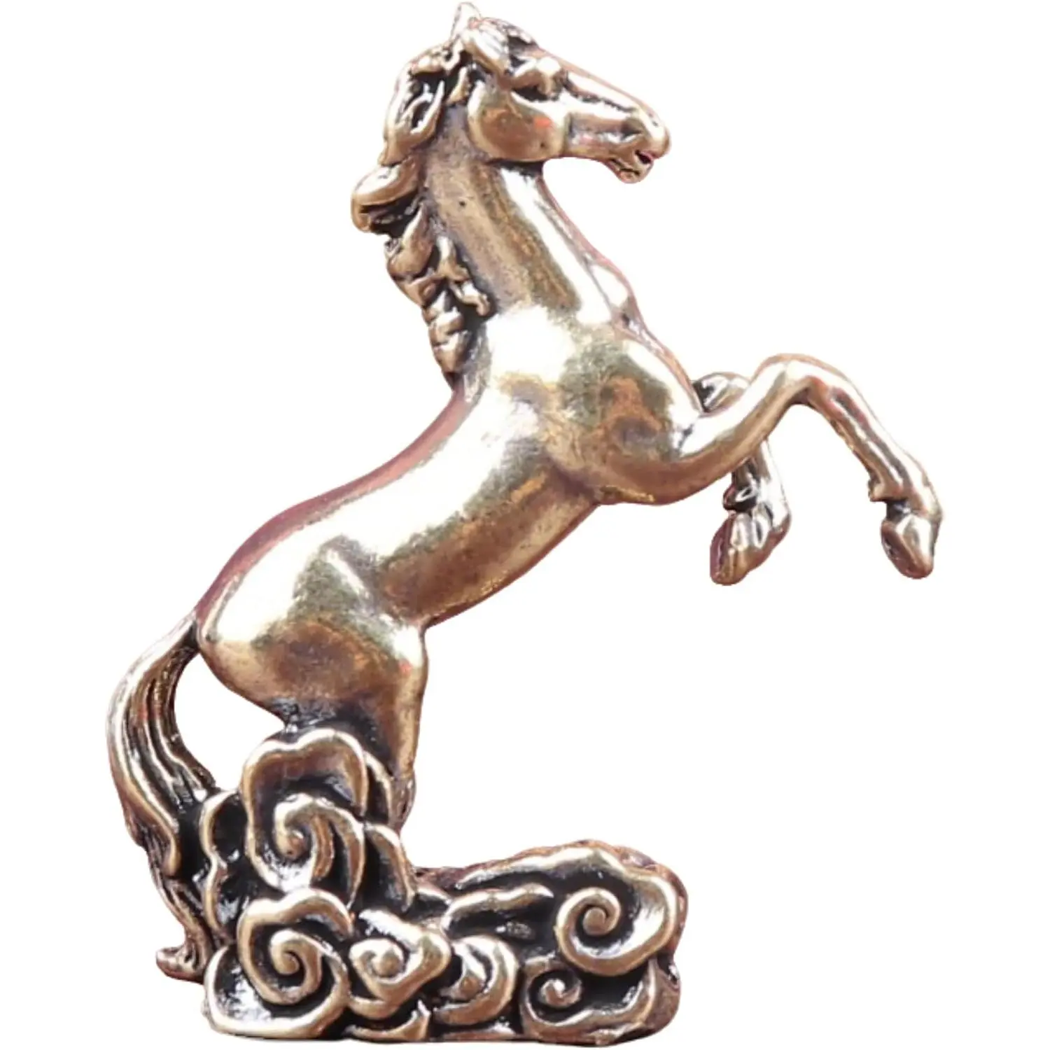 2026 Year of the Horse Brass Figurine, Pure Brass Standing Horse Statue, Chinese Zodiac  Decor, Small  Sculpture for  Office Desk, Collectible  (Height 2.05 in, Width 1.57 in)