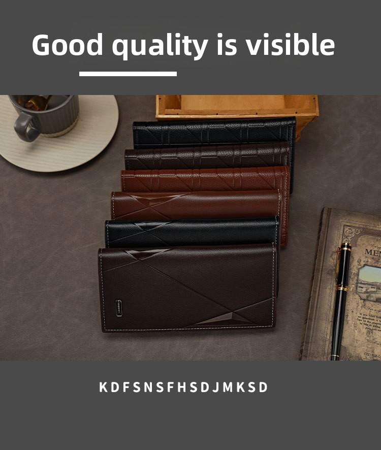 2026Wallet Men's Long Suit Bag PU Leather Three-in-One Multi-Card-Slot Card Holder Wallet Fashion Change Document Package in Brown & Black