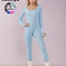 Women's Solid Ribbed Long Sleeve Sports Playsuit Tummy Control Jumpsuit, Workout Ribbed Long Sleeve Exercise Bodycon Jumpsuit, Seamless Jumpsuits One-piece Yoga Suit, Summer Outfits 2024