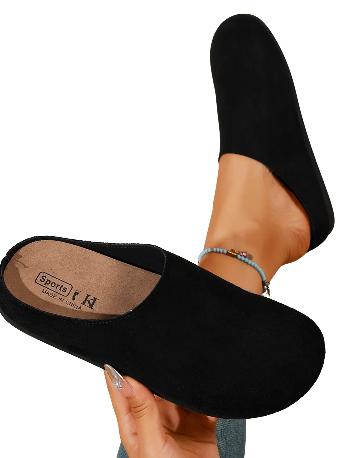 Women's Slip-On Flat Shoes, Suede Flat Slippers, Fall Winter Ankle Sandals, No Heel Lazy One-Step On, Home Commute Versatile Casual Slippers