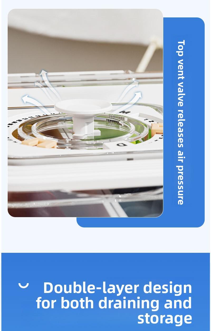 Divided Portable Ice Food Storage Container| Salad Draining Fresh Keeping Box with Compartments for Fridge Fruit Meal Prep