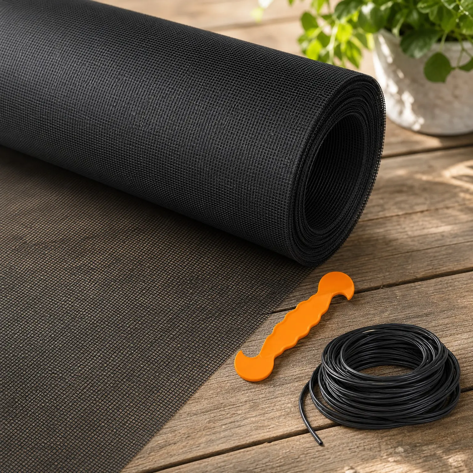 Window Screen Replacement Kit Durable 36" x 90" Polyester Mesh with Tool and 32ft Retainer Spline for DIY Window Screen Door Repair, BlackGift