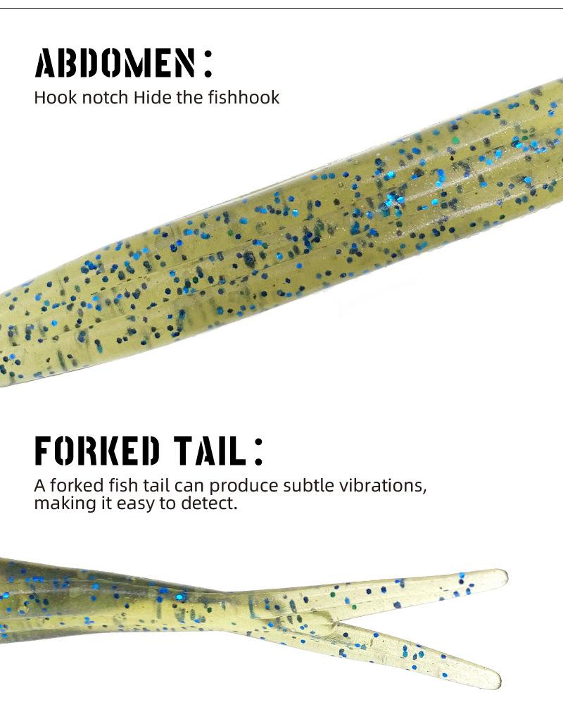 10Pcs Soft Lure Fork Tail Worm 4.5g 9.5cm Artificial Bait Fishing Tackle