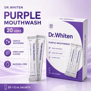 Purple Mouthwash for Teeth Whitening, Alcohol-Free Fresh Mint Mouthwash Sachets, Travel Portable Pack, 20 Count