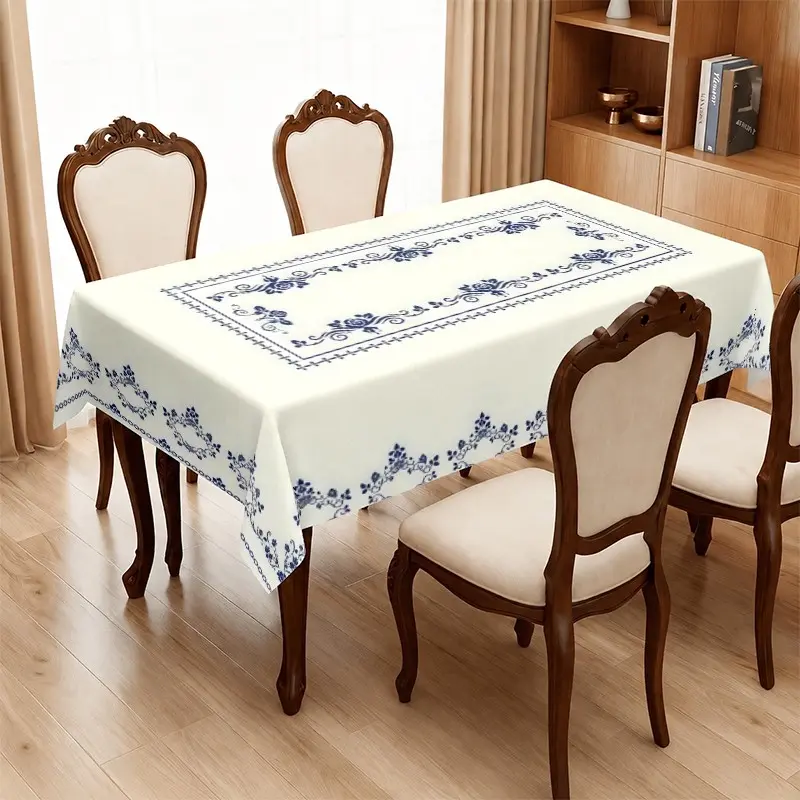 Floral Tablecloth, French Country Style, Classic Charm, Waterproof Heat Resistant, Easy Clean, Perfect for Family Dining and Gatherings