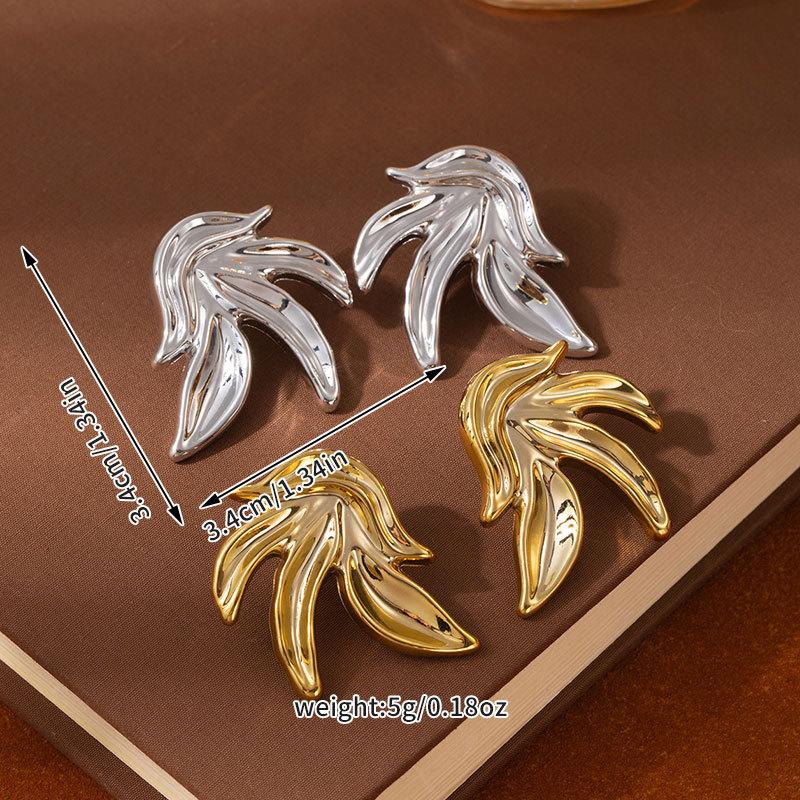 High-end Light Luxury Textured Leaf Earrings, Metallic Style, Personalized Stereo CCB Multi-layer exaggerated Multi-layer Flower Earrings