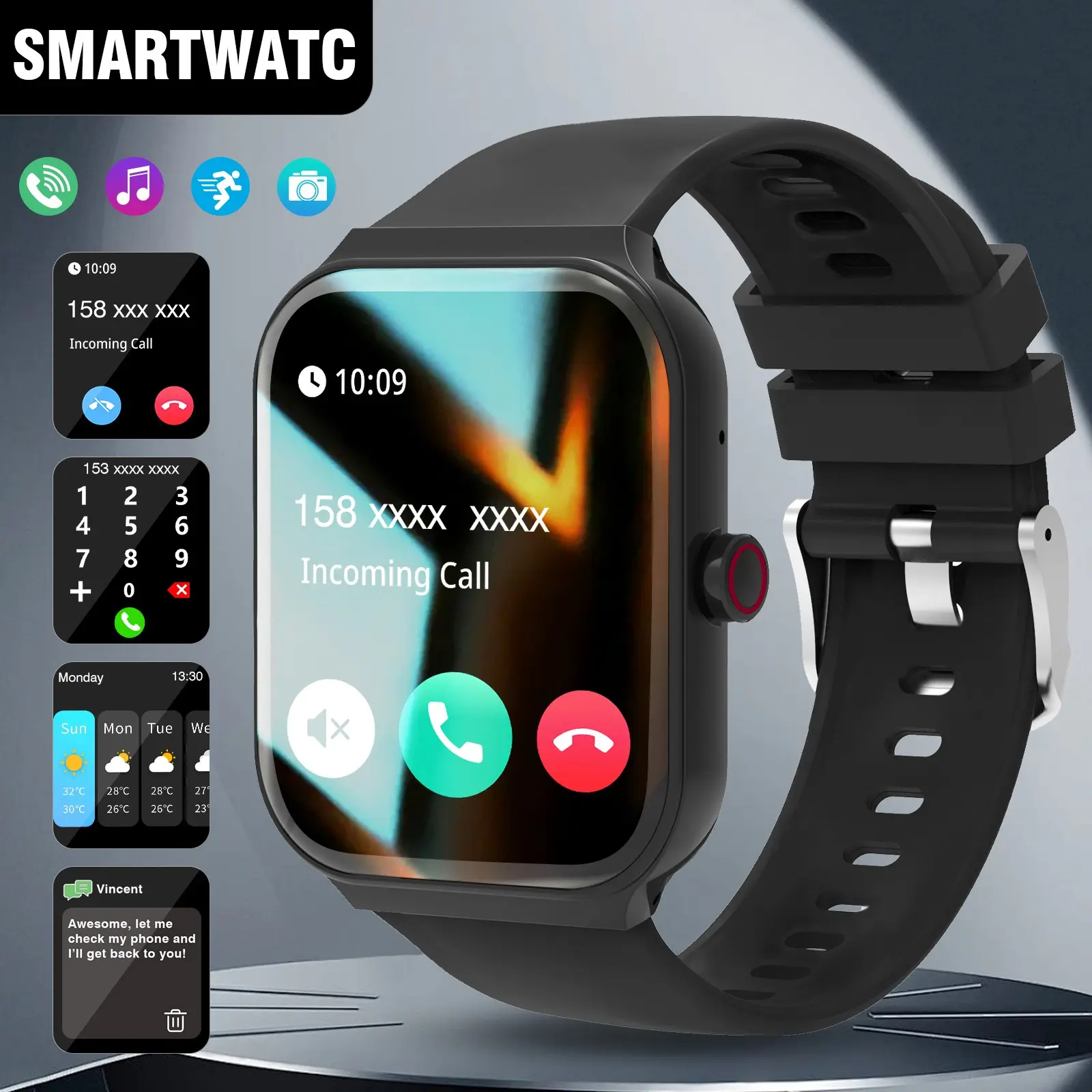 Hot Smartwatch with 1.83-Inch HD Touch Screen, Calling Smart Watch, Touchscreen Smartwatch, Bluetooth-compatible Connectivity, iOS & Android Compatible, Ideal Gift for Holidays