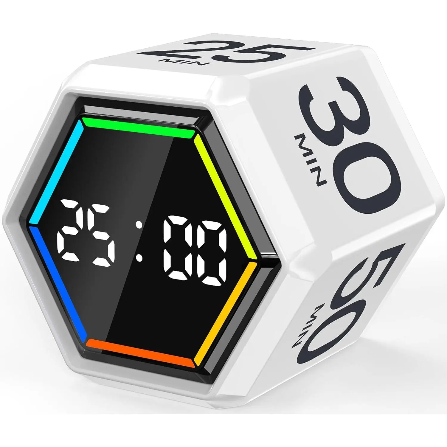Compact Rotating Pomodoro Timer Cube, Focus Aid with 3/5/10/25/30/50 Min Settings, Colorful Visual Bar - Home & Party Supplies, Party Bag Gift