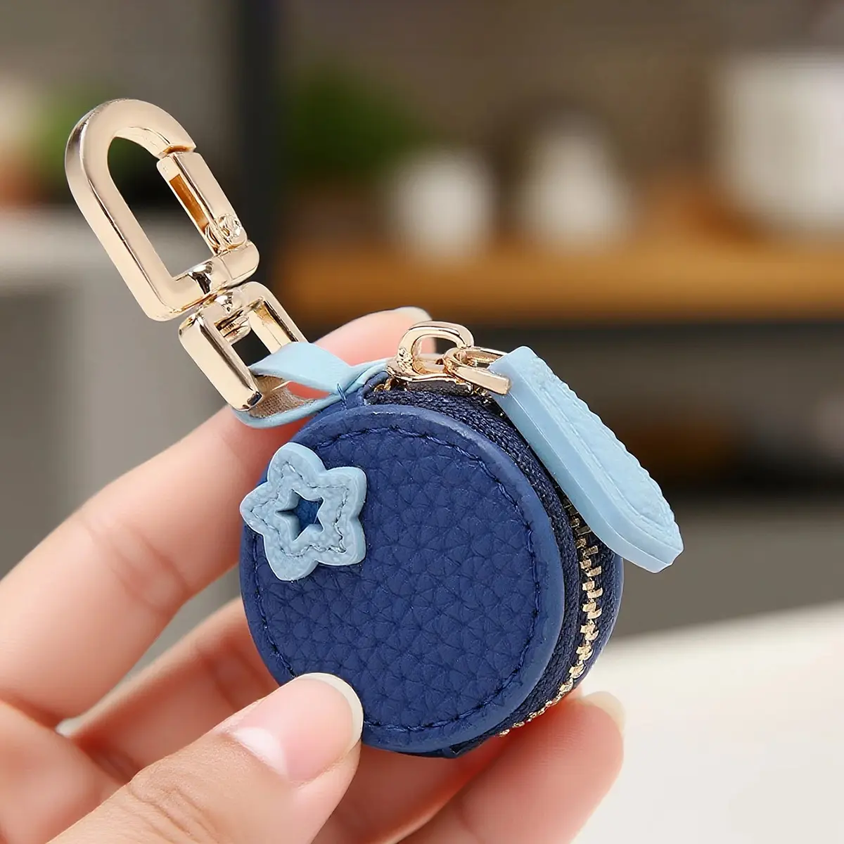 BloomWish Blueberry 3D Fruit Keychain-Bag Charm, Solid Color Casual 2026 Spring Hanging Decor with Compartments, Kawaii Aesthetic Pendant for Handbags, Minimalist Small Key Ring, Unique Friend Gift
