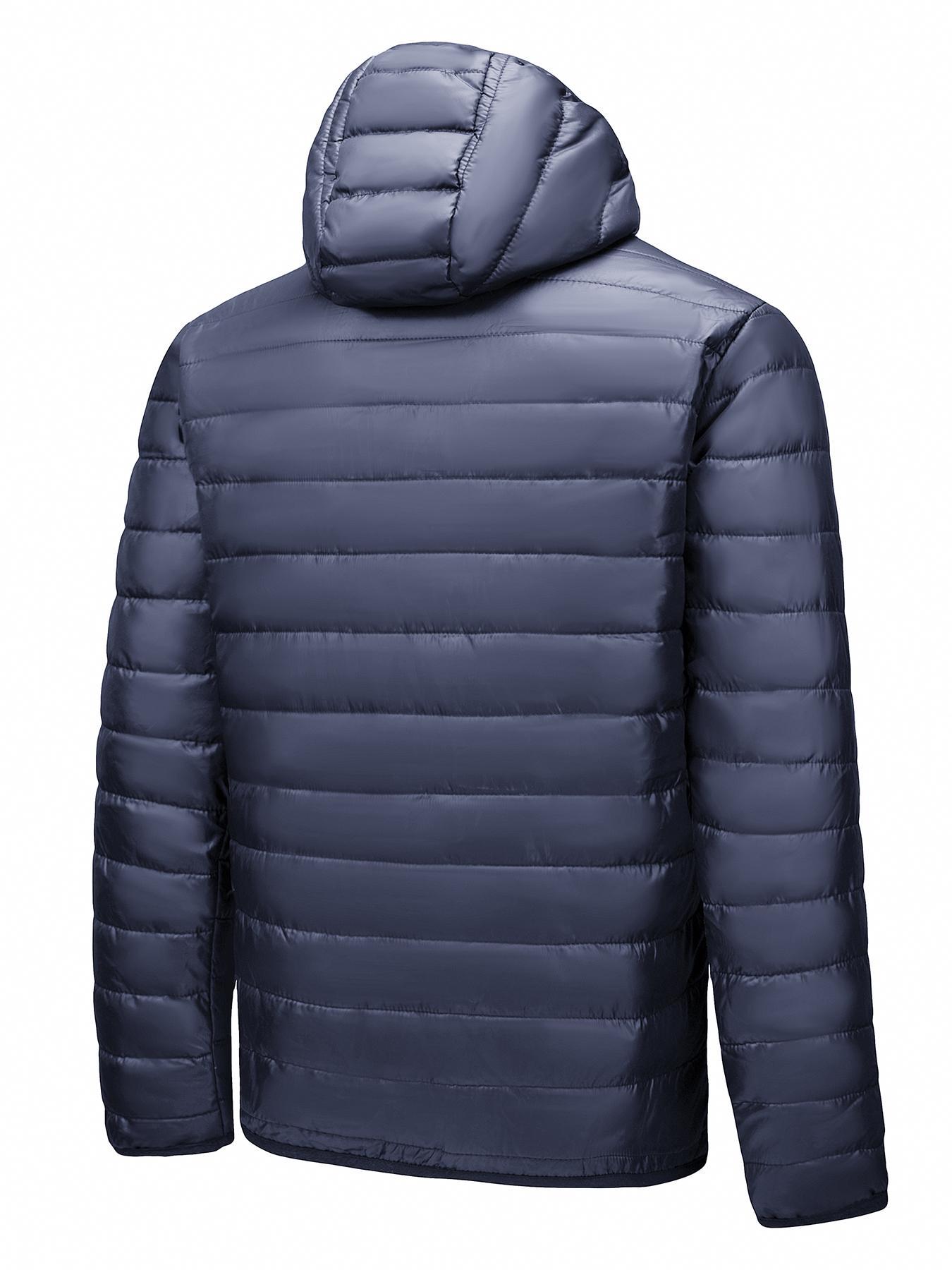 Men's Solid Zip Up Hooded Jacket Coats, Regular Fit Casual Long Sleeve Pocket Hooded Outerwear for Fall & Winter, Men's Clothes for Daily Wear