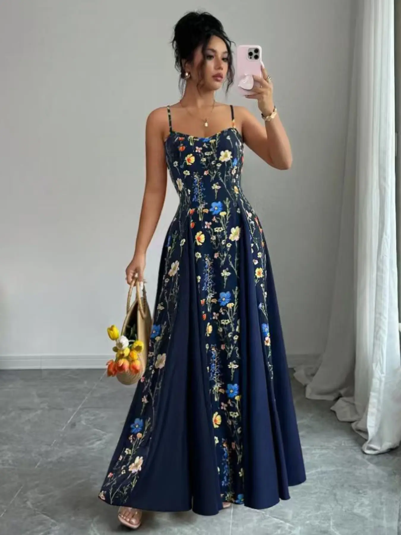 long sleeve baby blue dress PcheeBum Pchee Baby Blue Tube Maxi Dress with Pull Over Sleeves L main image 0