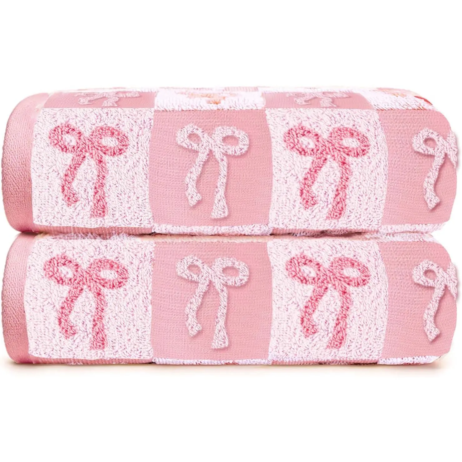 2 count  Hand Towels for Bathroom  Bow Hand Towels   Bow Jacquard Weave   Soft Towels Decorative 13. 7 x 29. 5Inch Facecloth Preppy Bathroom Decor for Bridal Shower Wedding