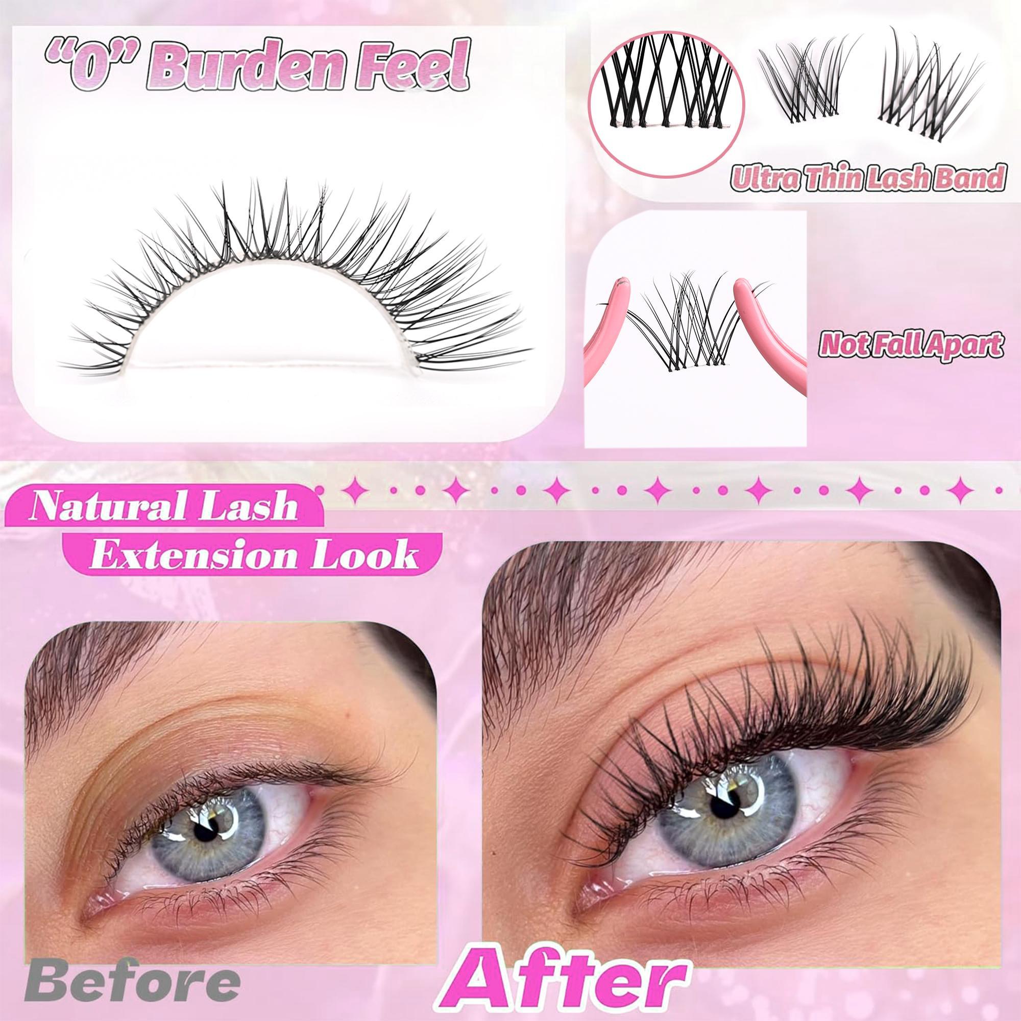 Natural Look Eyelash Extensions, 1 Box Individual DIY Cluster Lashes, Self-Application Curly False Eyelashes for Women & Girls, False Lash Clusters, Eye Makeup Cosmetic