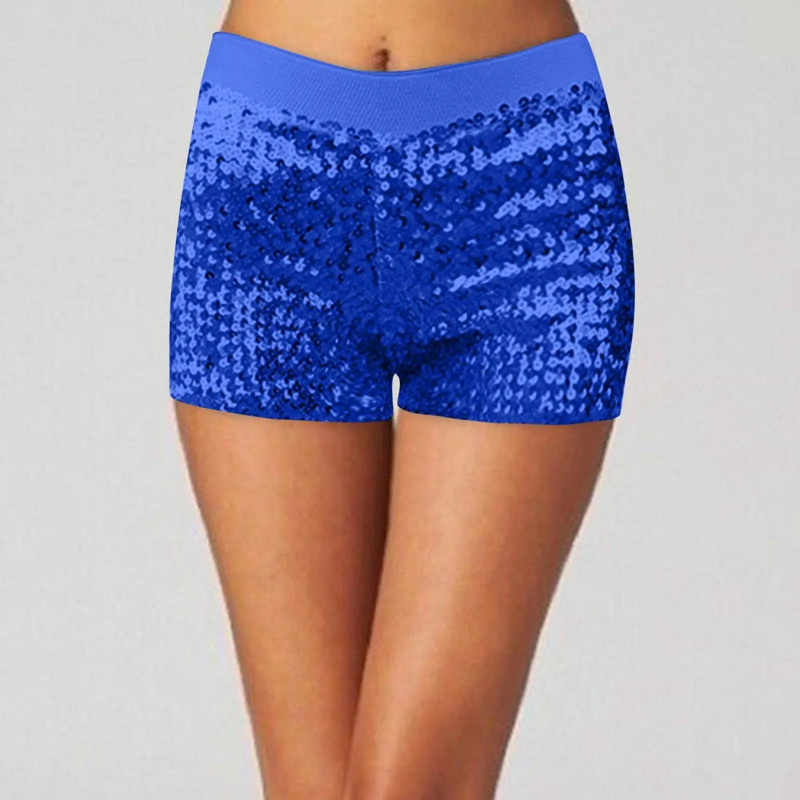 Women Sequins Shorts High Waisted Vintage Disco Dance Hot Pants Shiny Glitter Jazz Nightclub Mini Short Stretch Summer Shorts