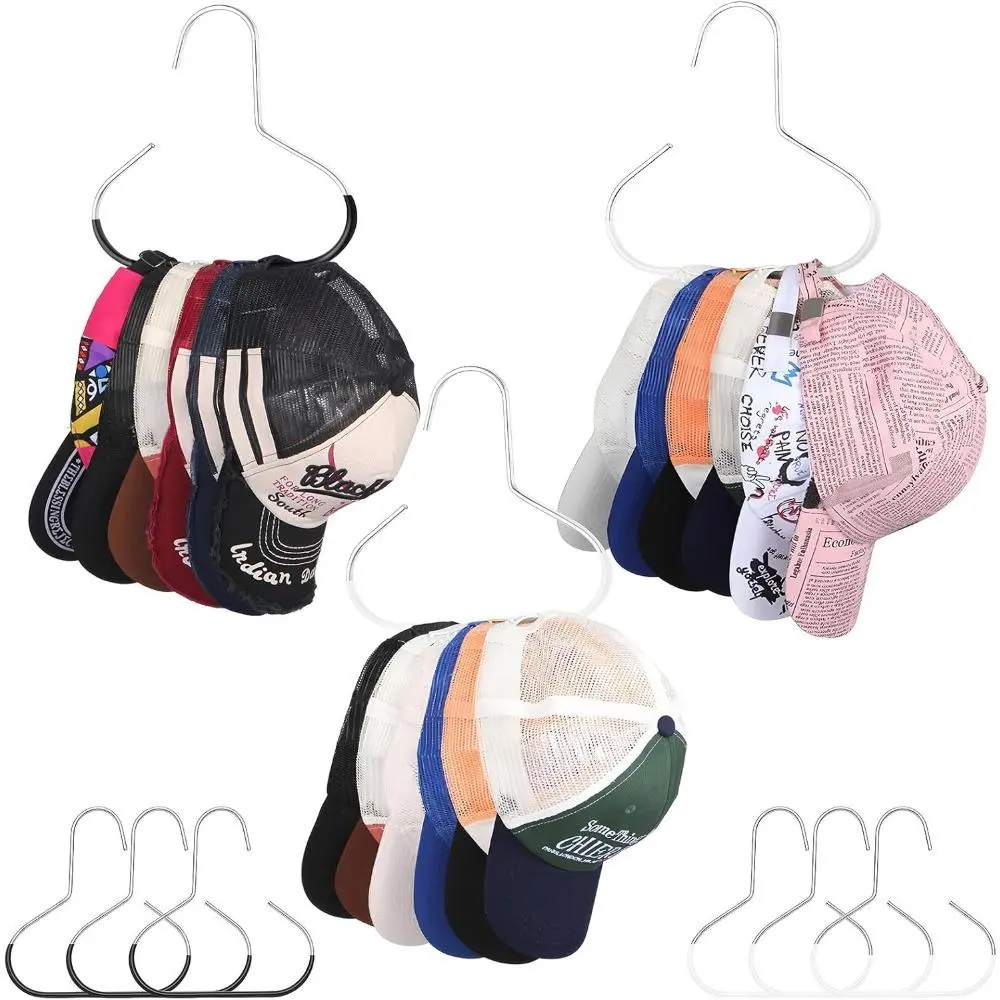 6 Pcs Hat Hangers for Closet, Premium Hat Organizer for Baseball Caps, Cap Rack for Organizers and Storage, Space Saving Hangers Holder 50 Hats and Usable for Belt, Scarf, Tie, Bra, Purse